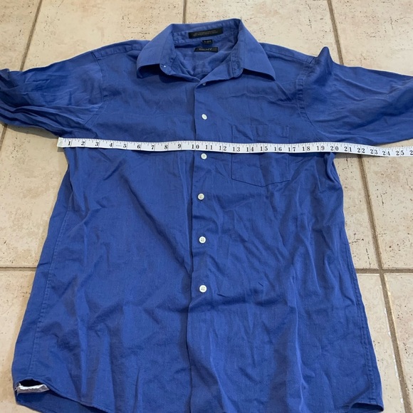 💜 DKNY Blue 100% Cotton Long-Sleeve Button-Up Dress Shirt, Size L - Picture 2 of 5